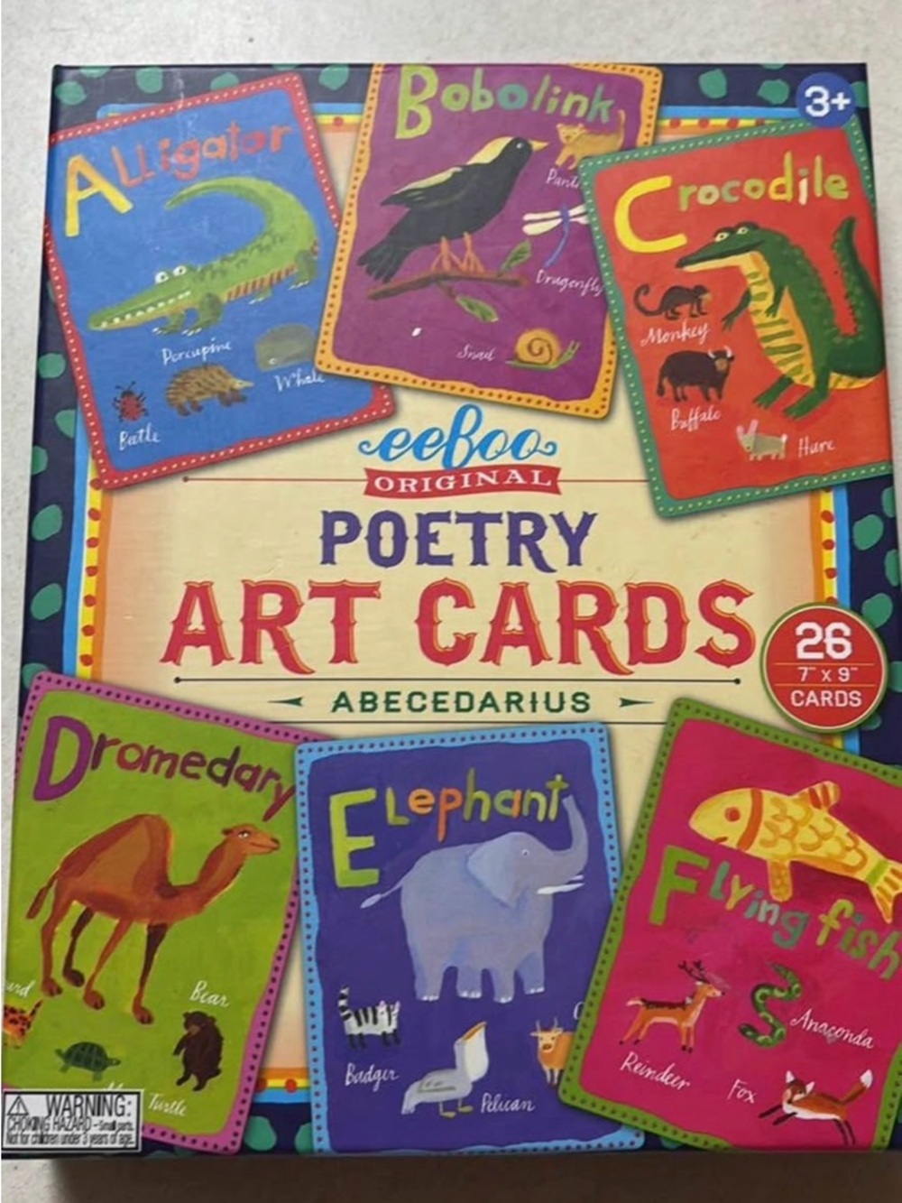 eeboo Original Kids Poetry Art Cards - Colorful Animal Alphabet Set